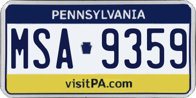 PA license plate MSA9359