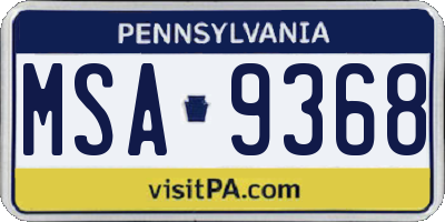 PA license plate MSA9368