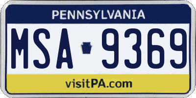 PA license plate MSA9369