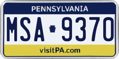 PA license plate MSA9370