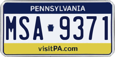 PA license plate MSA9371