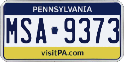 PA license plate MSA9373
