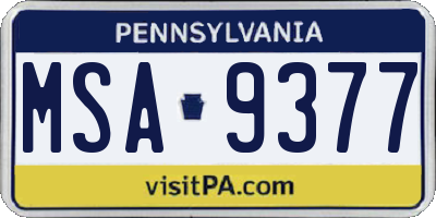 PA license plate MSA9377
