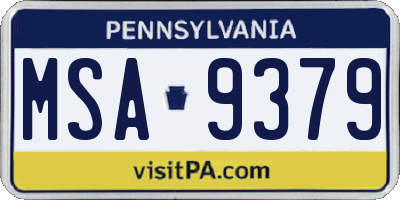 PA license plate MSA9379