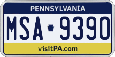 PA license plate MSA9390
