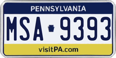 PA license plate MSA9393