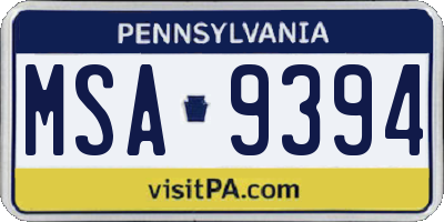 PA license plate MSA9394