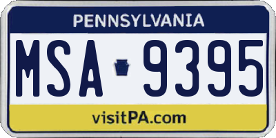 PA license plate MSA9395