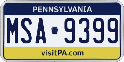 PA license plate MSA9399