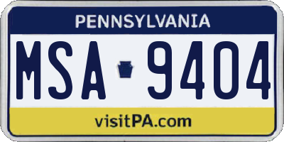 PA license plate MSA9404