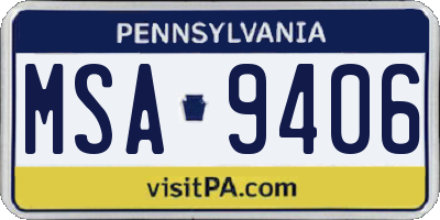 PA license plate MSA9406