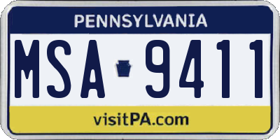 PA license plate MSA9411