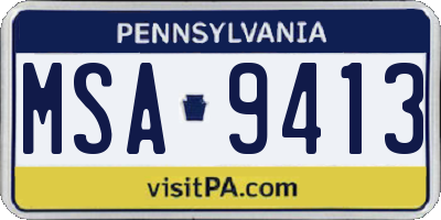 PA license plate MSA9413