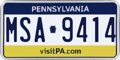 PA license plate MSA9414