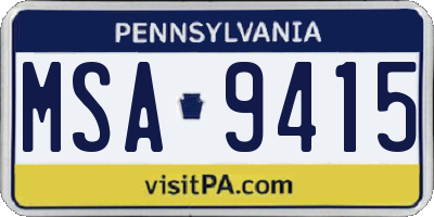 PA license plate MSA9415