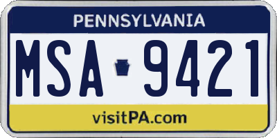 PA license plate MSA9421