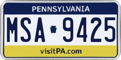 PA license plate MSA9425