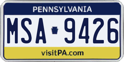PA license plate MSA9426