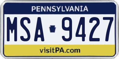 PA license plate MSA9427