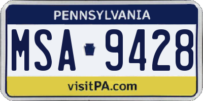 PA license plate MSA9428