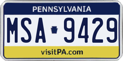PA license plate MSA9429