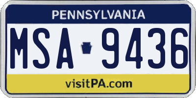 PA license plate MSA9436