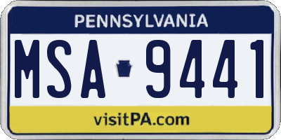 PA license plate MSA9441