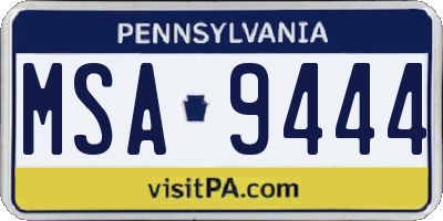 PA license plate MSA9444