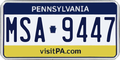 PA license plate MSA9447