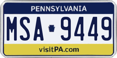 PA license plate MSA9449