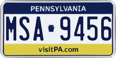 PA license plate MSA9456