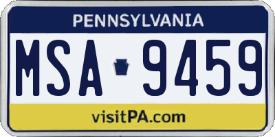 PA license plate MSA9459