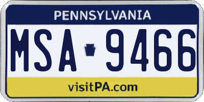 PA license plate MSA9466