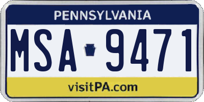 PA license plate MSA9471