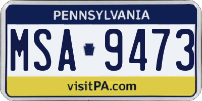 PA license plate MSA9473