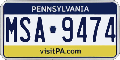 PA license plate MSA9474