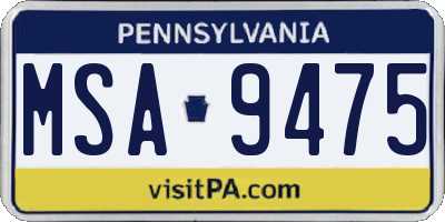 PA license plate MSA9475