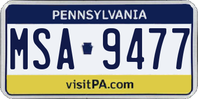 PA license plate MSA9477