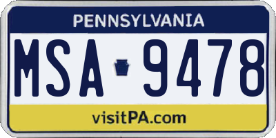 PA license plate MSA9478