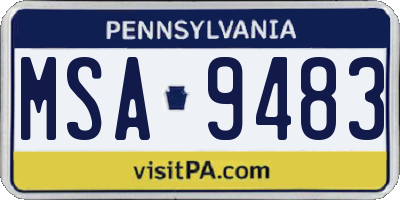 PA license plate MSA9483