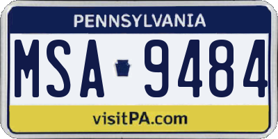 PA license plate MSA9484