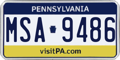 PA license plate MSA9486