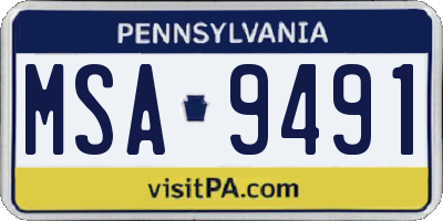 PA license plate MSA9491