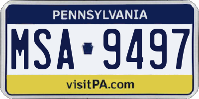 PA license plate MSA9497