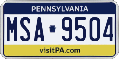 PA license plate MSA9504