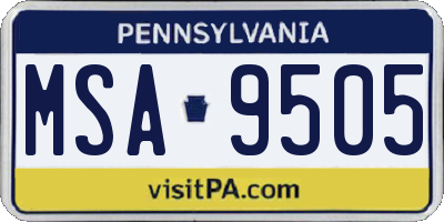 PA license plate MSA9505