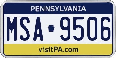 PA license plate MSA9506