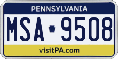 PA license plate MSA9508