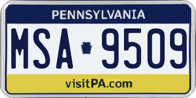 PA license plate MSA9509