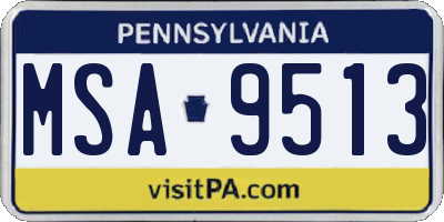 PA license plate MSA9513